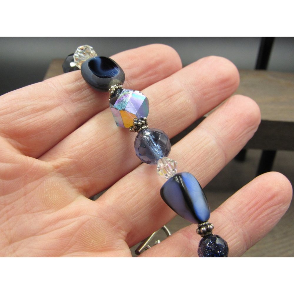 8" Sterling Silver Horse Charm Blue Glass Bracelet Vintage Wedding Engagement - Picture 3 of 9